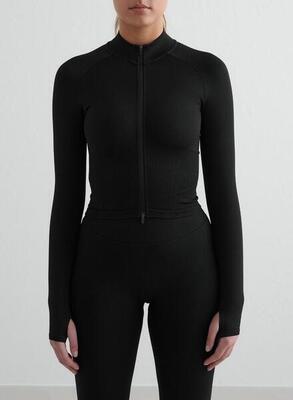 Damen Laufjacke mit Reißverschlus Nahtlos Atmungsaktiv Braun