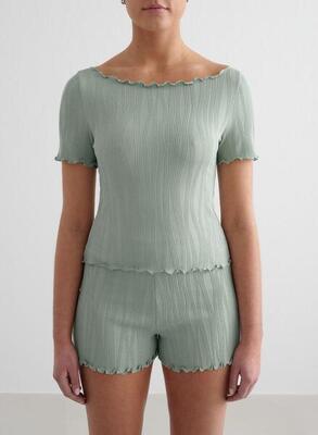 Dames shirt met korte mouwen textuur vochtafvoerend licht turquoise