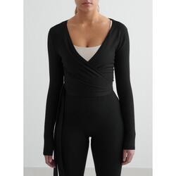 Femme Haut Cache-cœur Sans Couture Manches Longues Chocolat