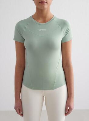 Dames yoga t-shirt met korte mouwen zacht vochtafvoerend licht turquoise