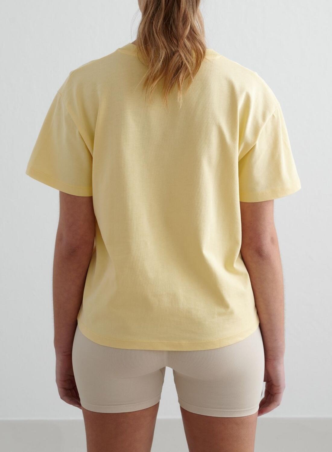 Femme Ample de Yoga à Manches Courtes Jaune Clair 2/4