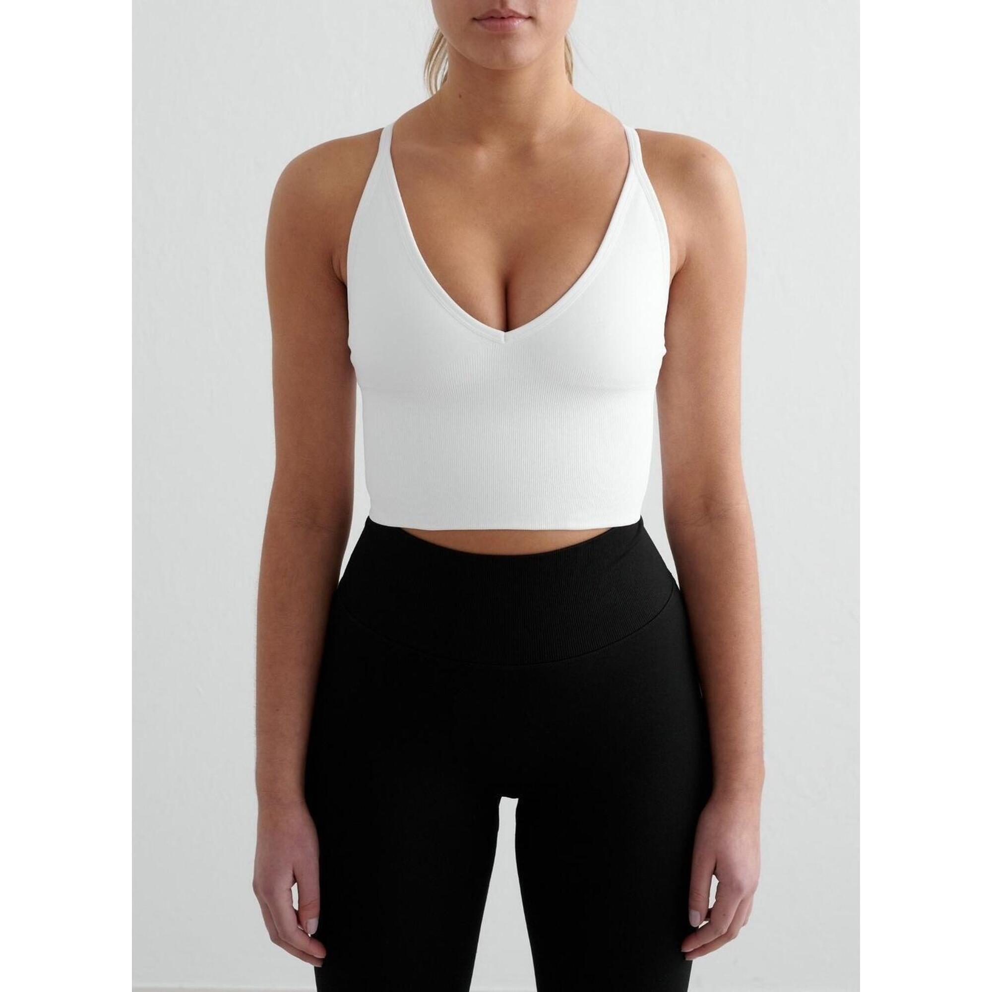 Aim'n - Femme Soutien-gorge De Sport Sans Couture Dos Croisé Bralette Blanc - Brassière - Blanc - 38 S - Decathlon