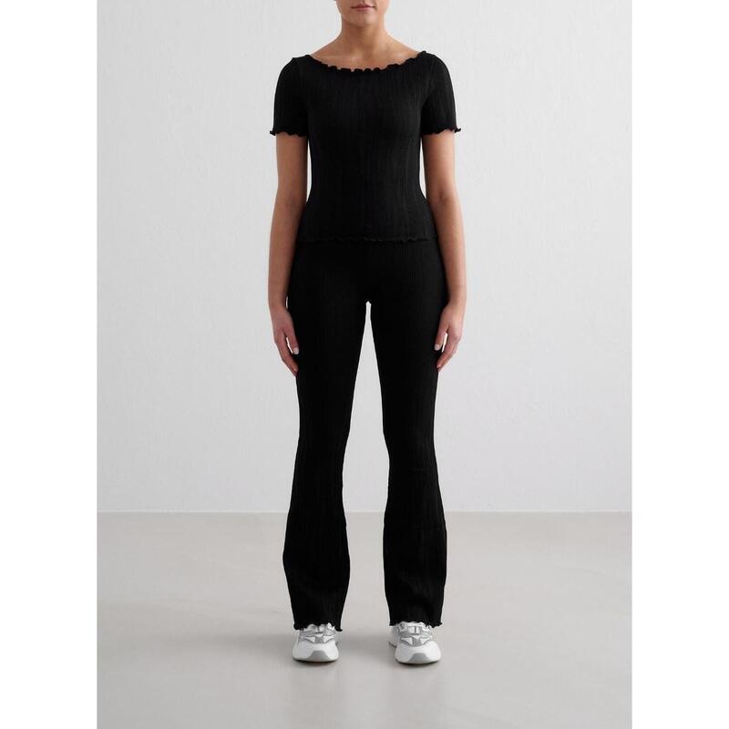 Femme Leggings Évasé Texturé Évacuant l'humidité Noir