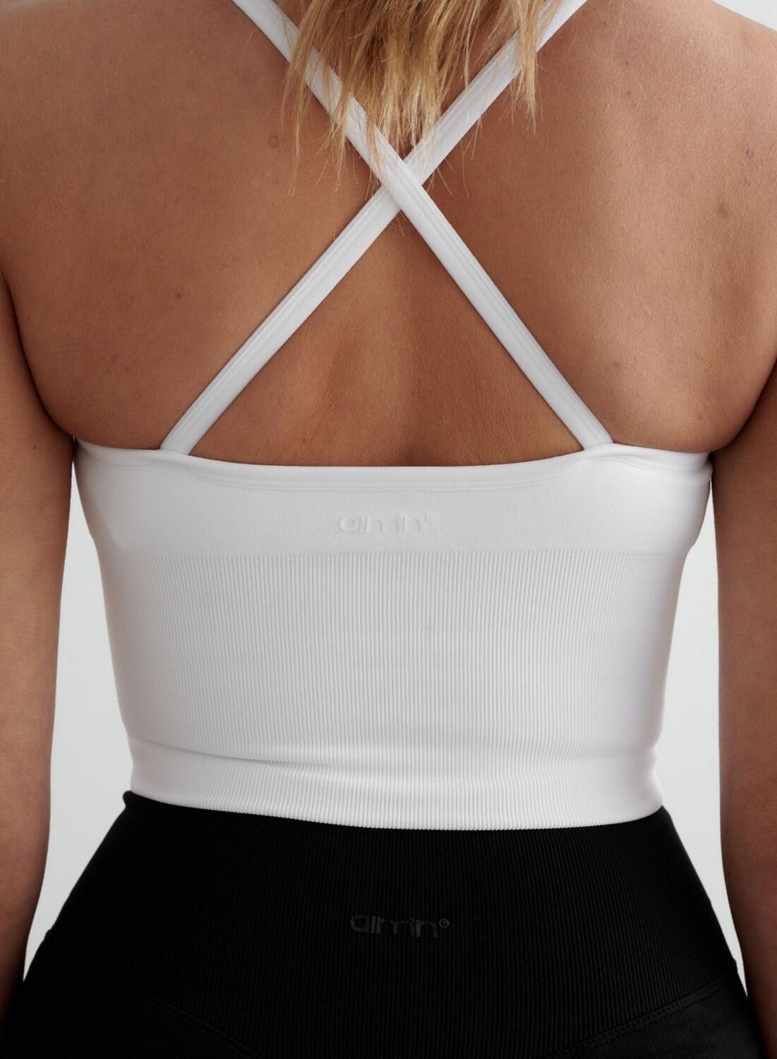 Femme Soutien-gorge de sport Sans Couture Dos Croisé Bralette Blanc 4/4