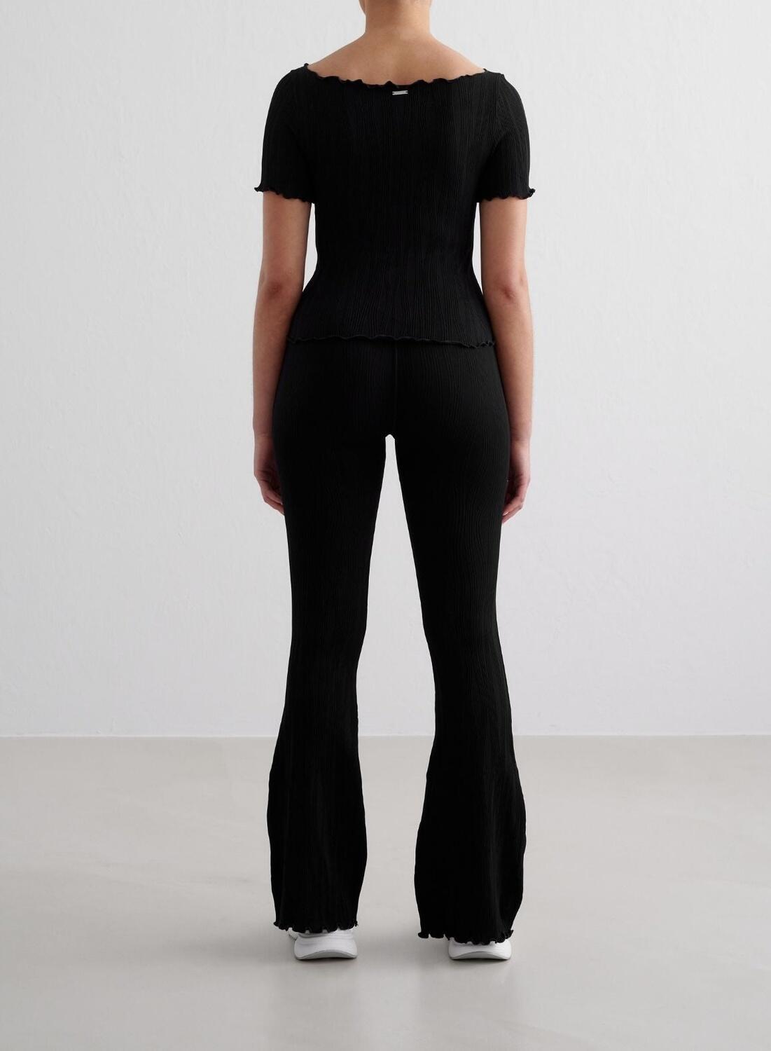 Donna Leggings Svasata Testurizzata Traspirante Nero 2/7