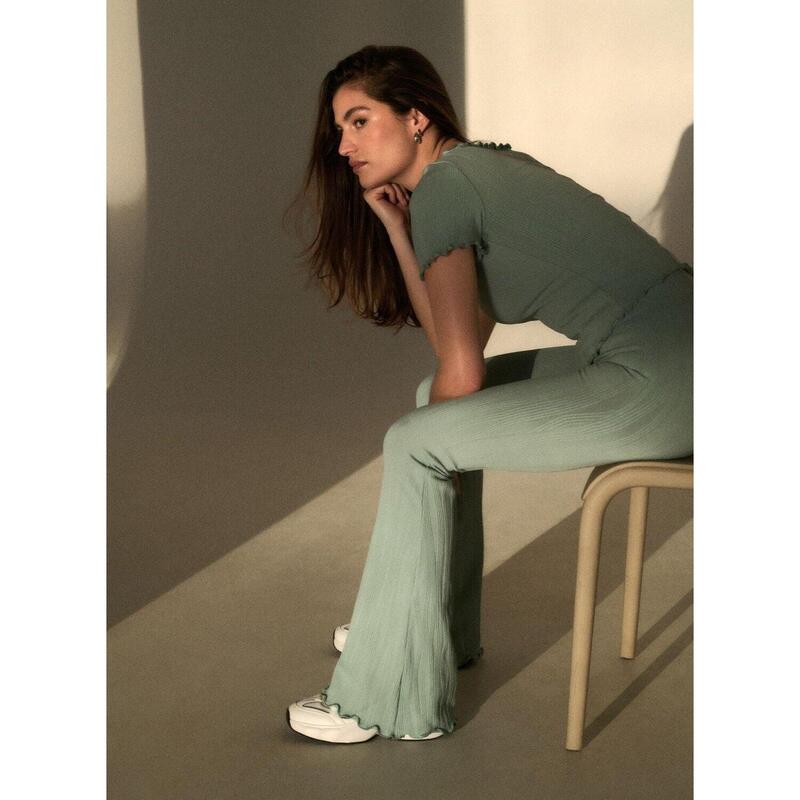 Femme Leggings Évasé Texturé Évacuant l'humidité Turquoise Pâle