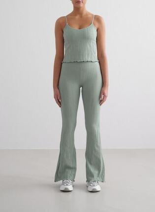 Femme Leggings Évasé Texturé Évacuant l'humidité Blanc d'Amande