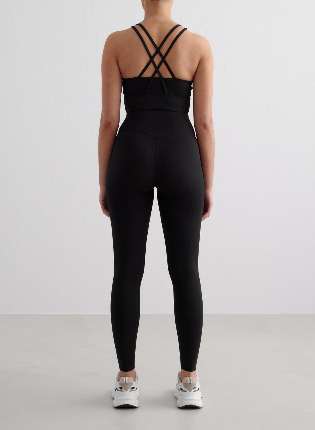 Mujer Sujetador Deportivo Escote Alto Espalda con Tiras Negro 4/4