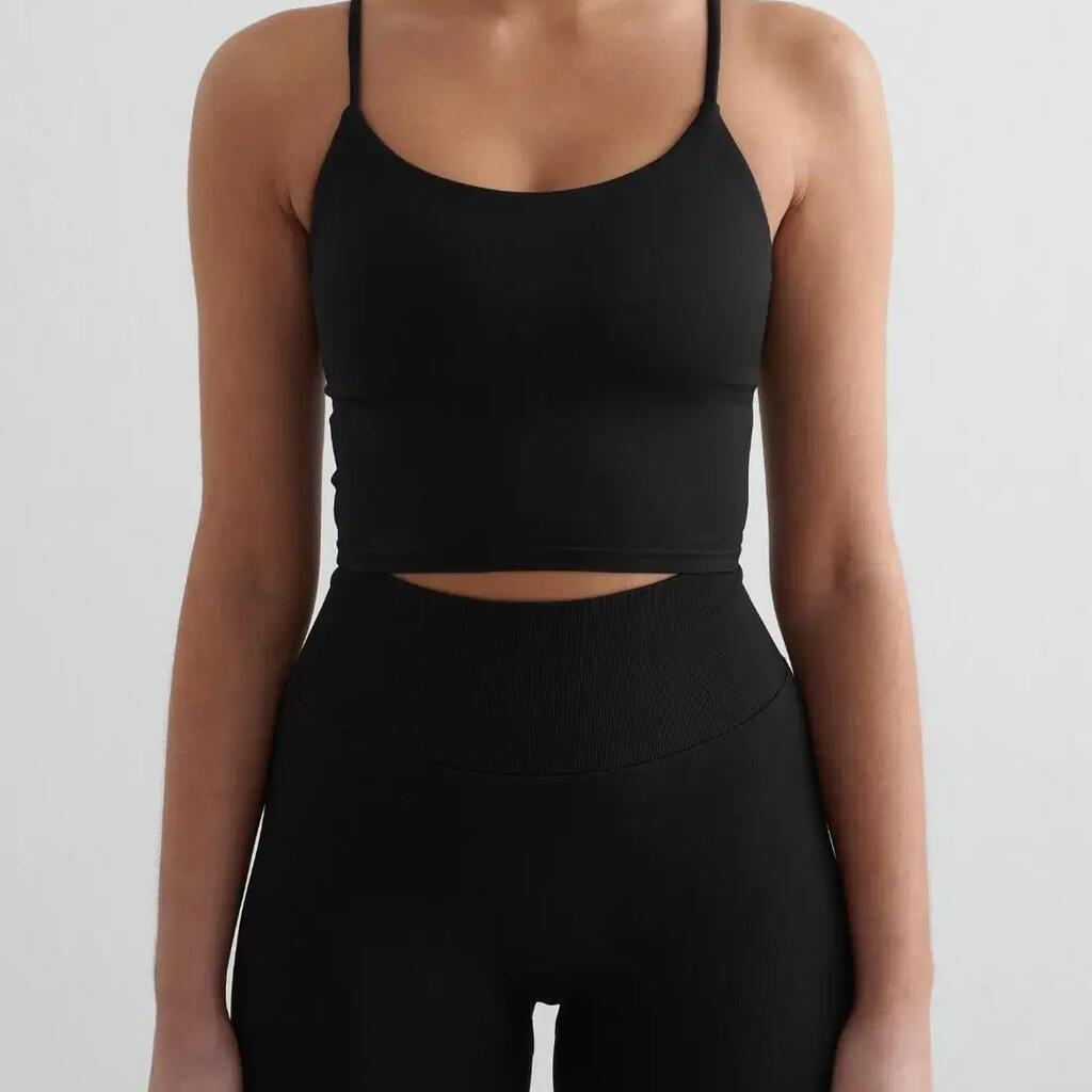 Women's Singlet Seamless Shaping Thin-Strap Shape Black