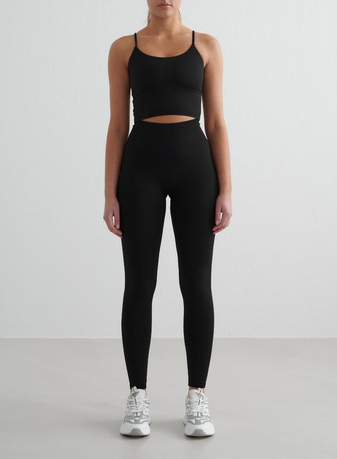 Femme Débardeur à Bretelles Sans Couture Noir 3/6