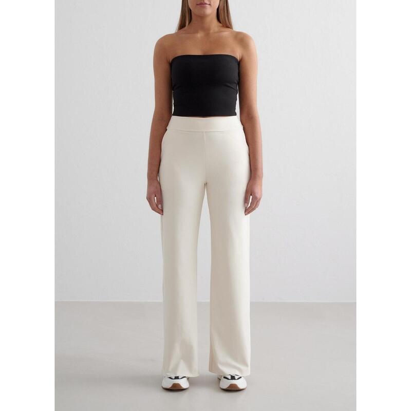 Femme Yoga Pantalon à Jambe Large Amandel Blanc