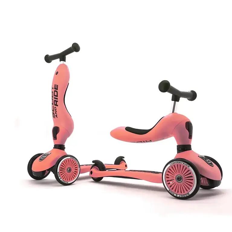 Scooter 2-in-1 with seat & 3 wheels - Highwaykick 1 Peach