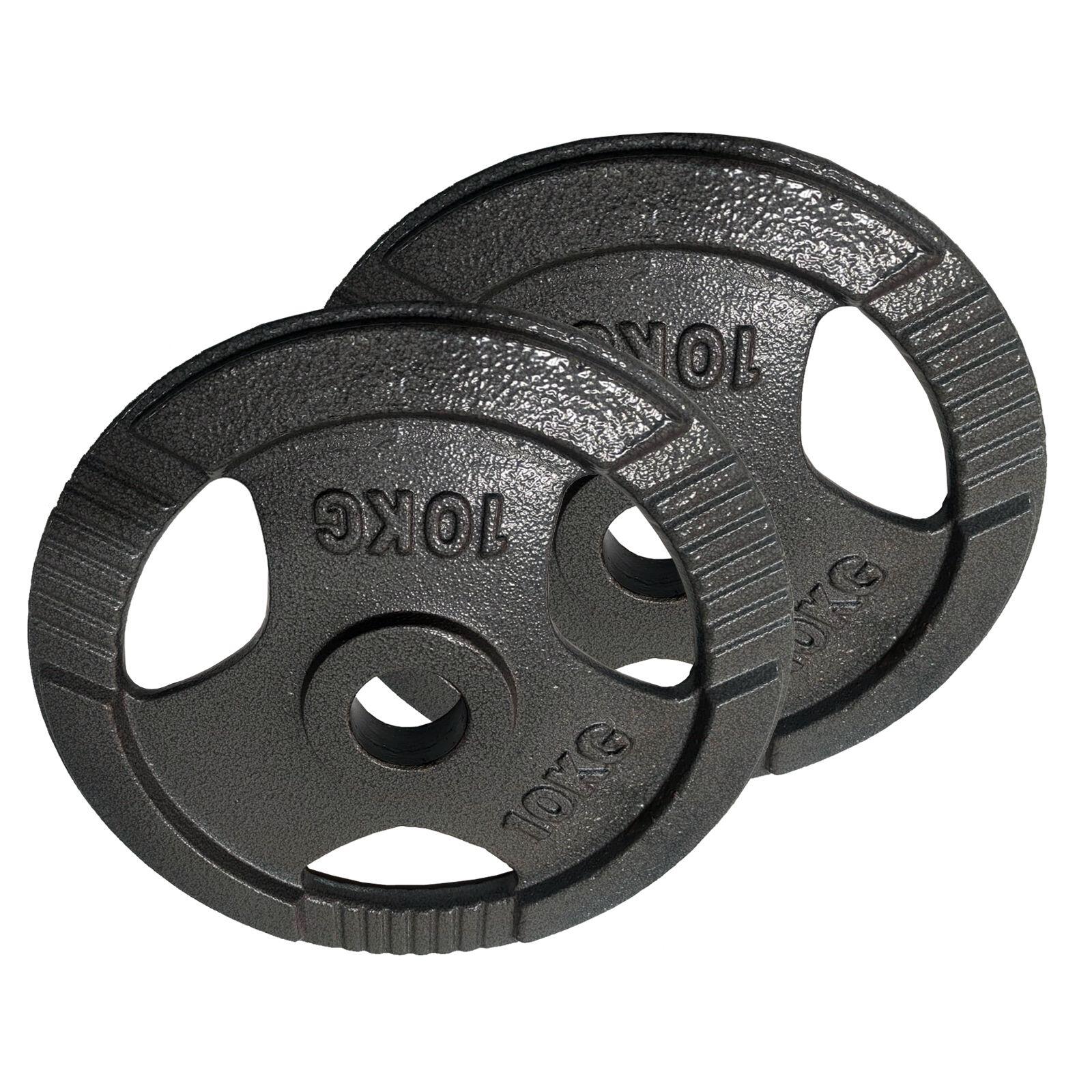 2 Discos de Pesas 10 kg 50 mm de 3 agarres Hierro Fitness 2/3