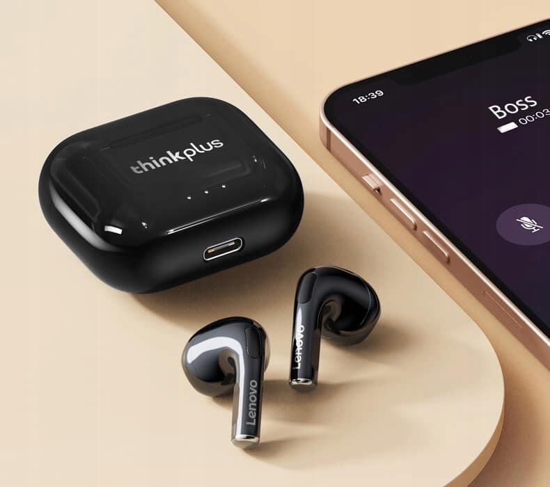 Słuchawki bezprzewodowe Lenovo LP40 II Bluetooth douszne z mikrofonem czarne thumbnail