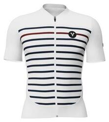 Maillot Manches Courtes LeBram Ventoux Marinière Édition Limitée Blanc Bleu Bord