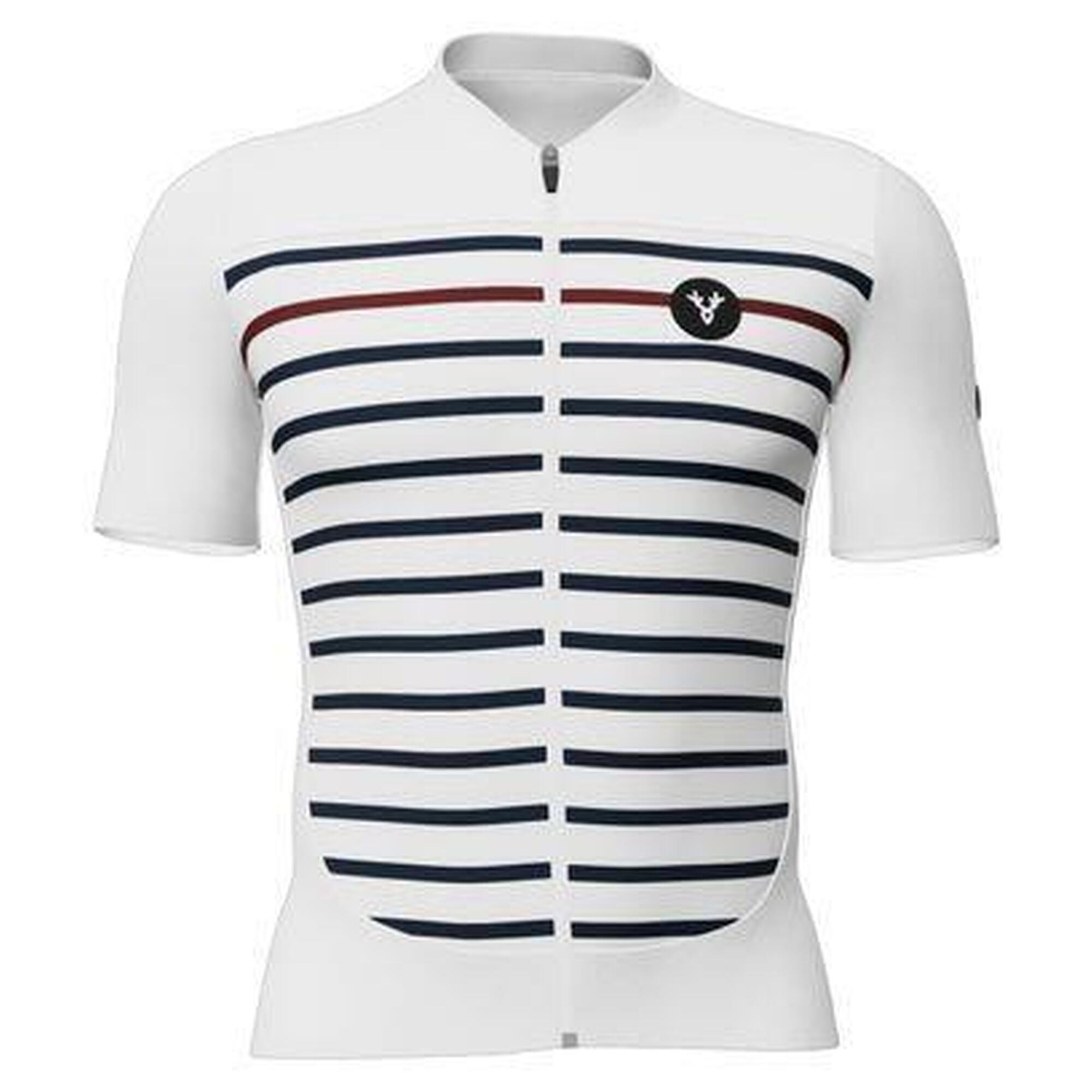 Lebram - Maillot Manches Courtes Lebram Ventoux Marinière Édition Limitée Blanc Bleu Bord - Maillot Manches Courtes - Blanc|bleu - 48 Xl - Decathlon