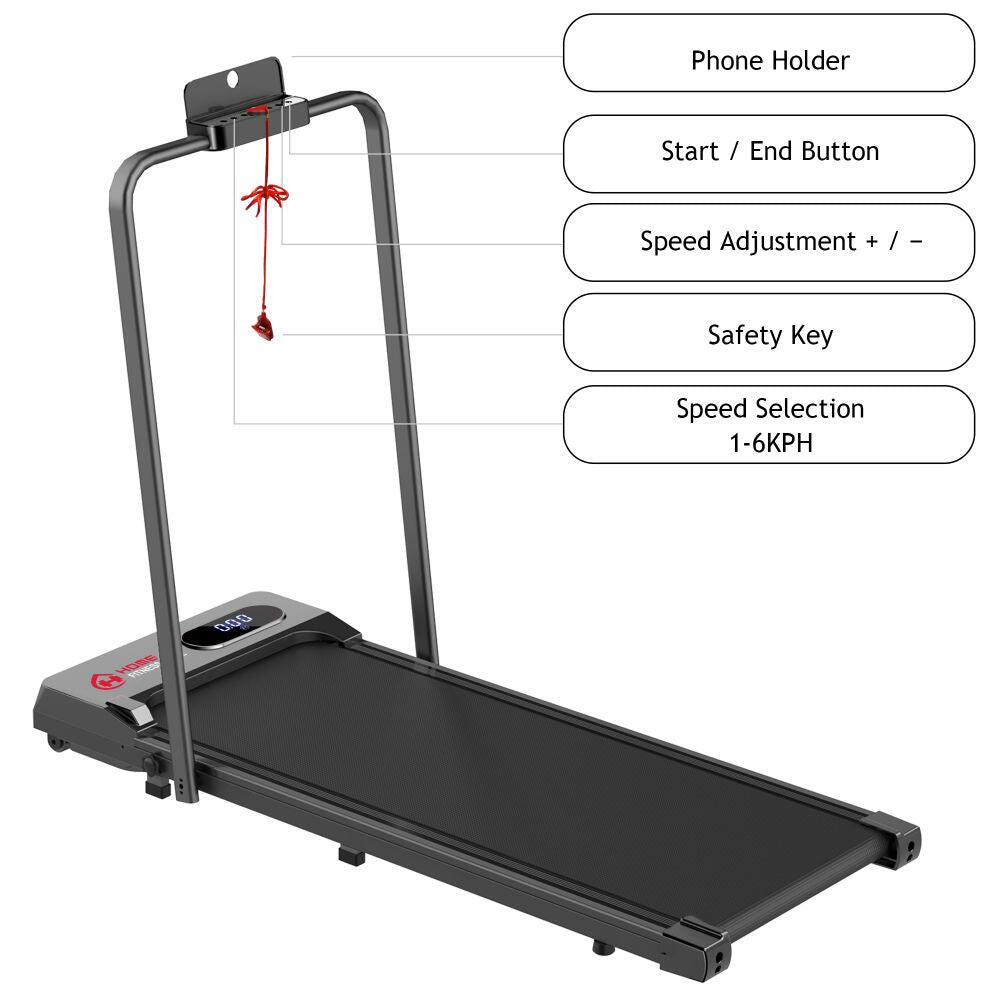 2-in-1 Folding Treadmill with LED Display, 1–6KM/H Speed Range 4/7
