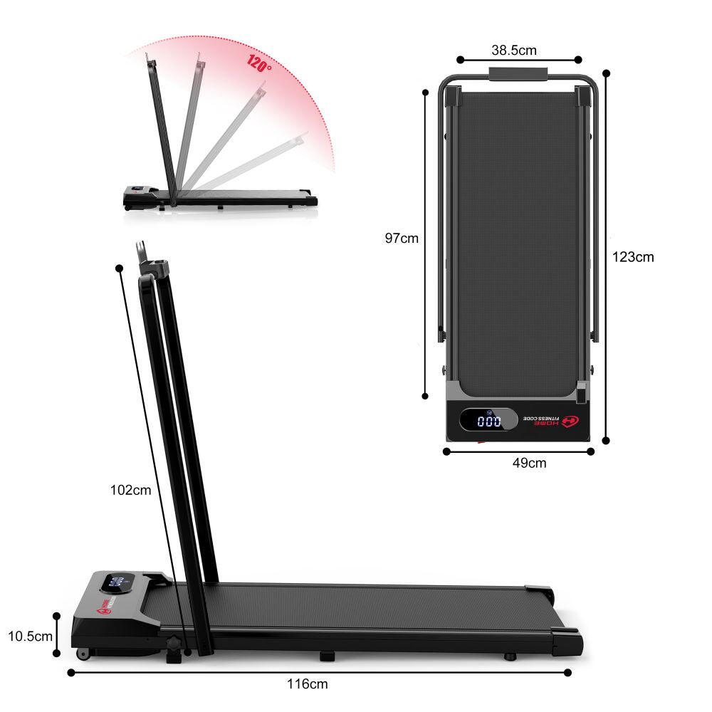 2-in-1 Folding Treadmill with LED Display, 1–6KM/H Speed Range 5/7