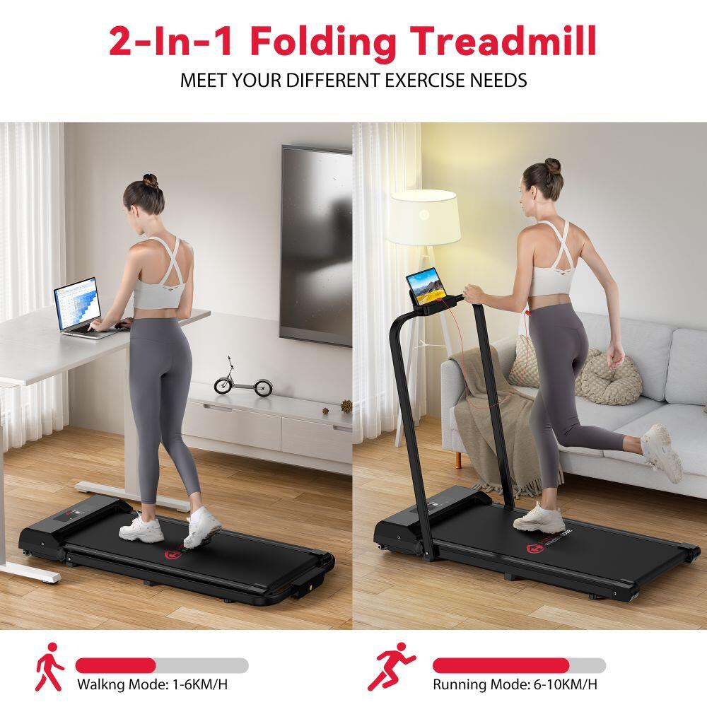2-in-1 Folding Treadmill,1–10km/h, LCD Display, 2.5HP Motor 3/7