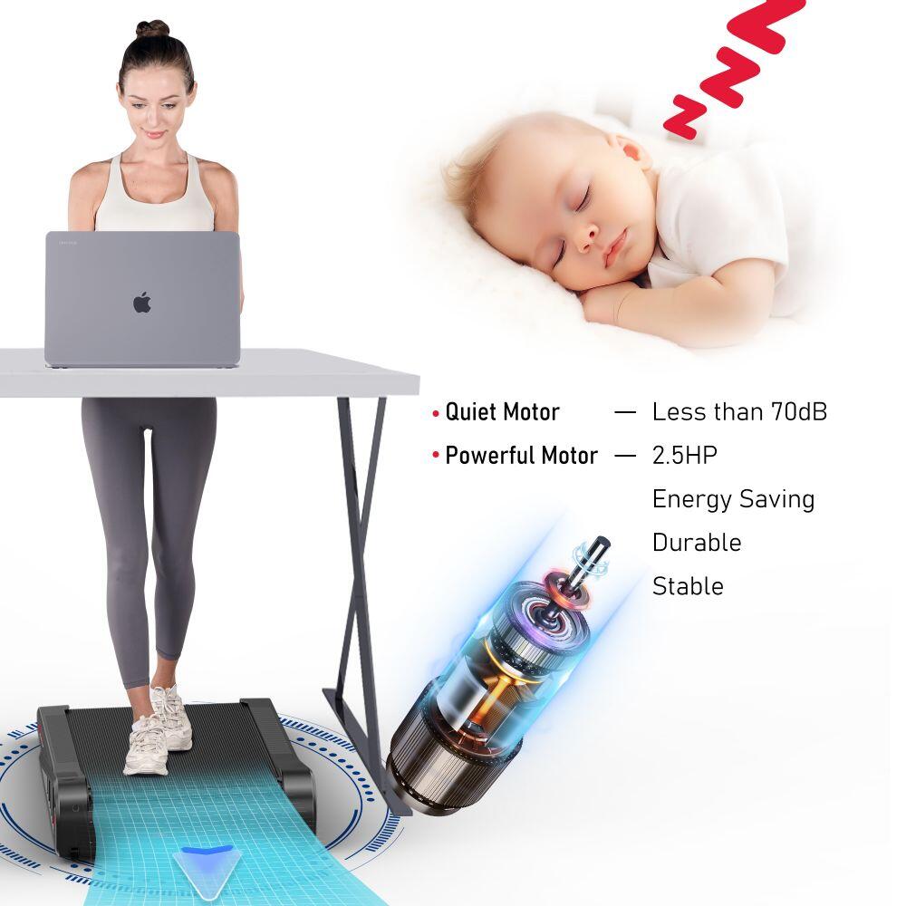 Under Desk Walking Treadmill with 5% Incline, 2.5HP, LED Display 5/7