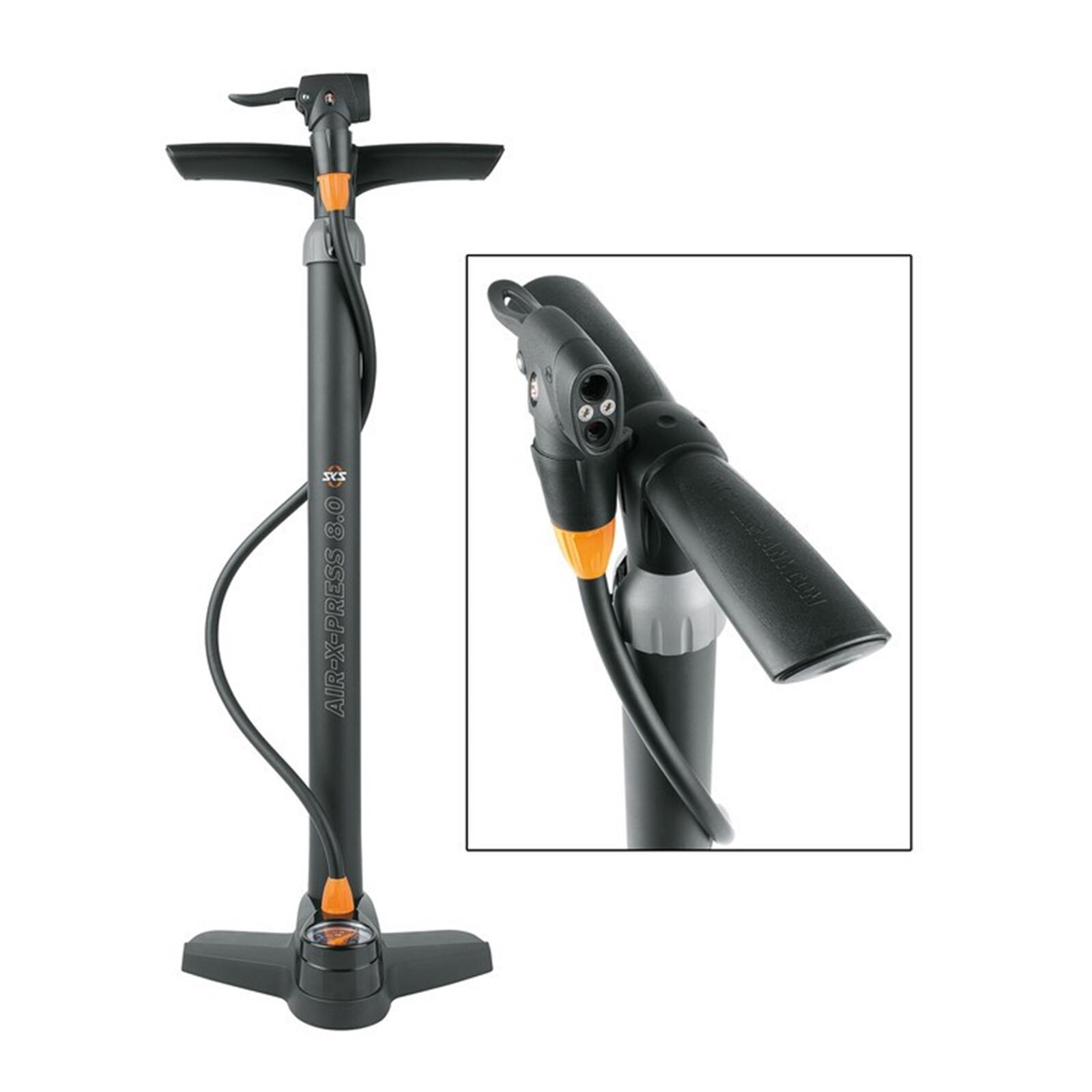 Sks - Pompe À Pied Avec Manomètre Sks Air-x-press 8 - Pompe À Pied - Noir|orange - Taille Unique - Decathlon