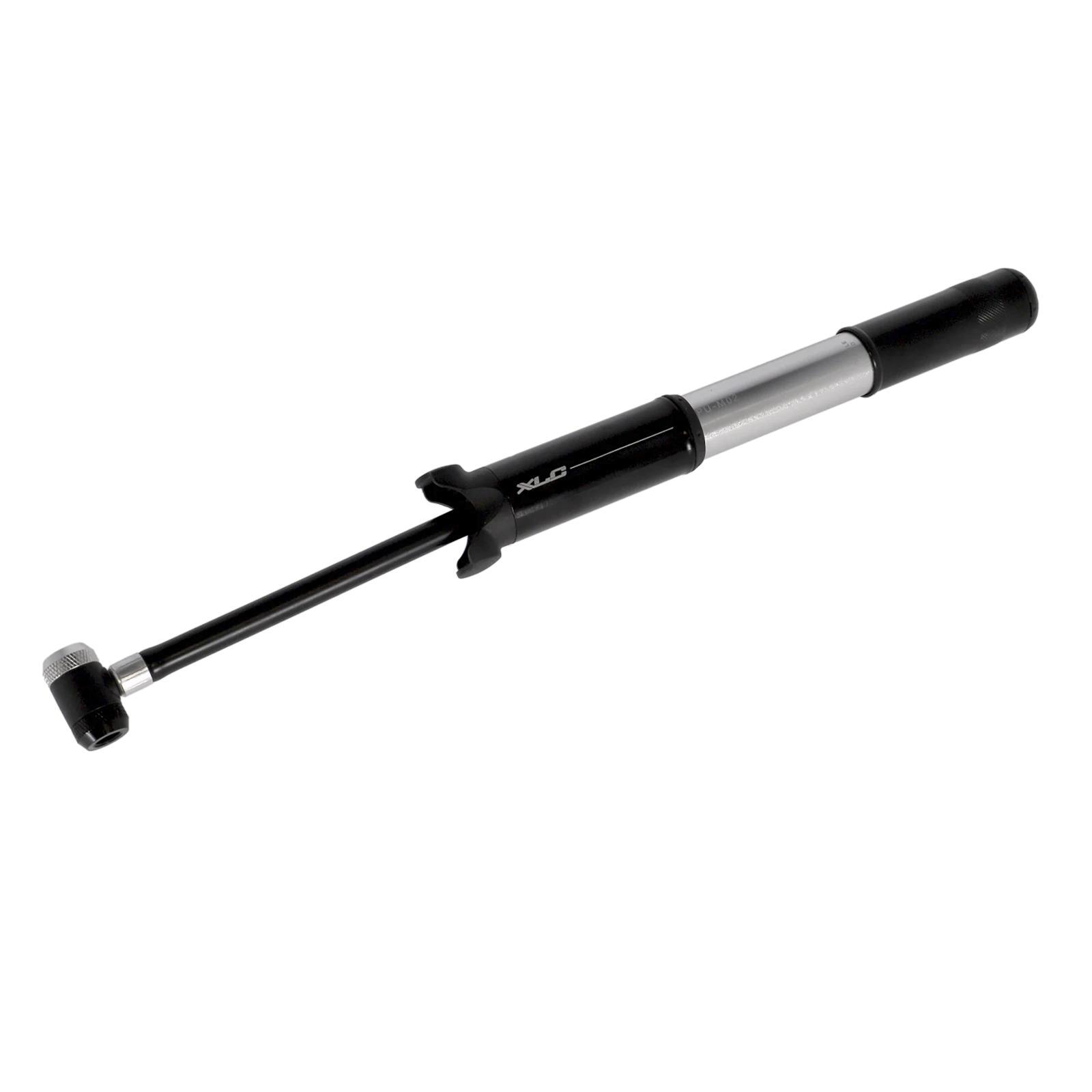 XLC Mini-pompe MTB PU-M02 7 bar noir argenté 215 mm alu double tête 2/3