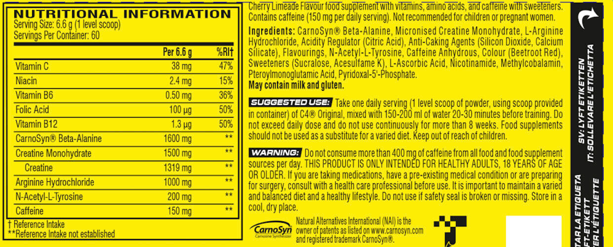 C4 Original Pré-Treino - Limonada de Cereja 195g 3/4