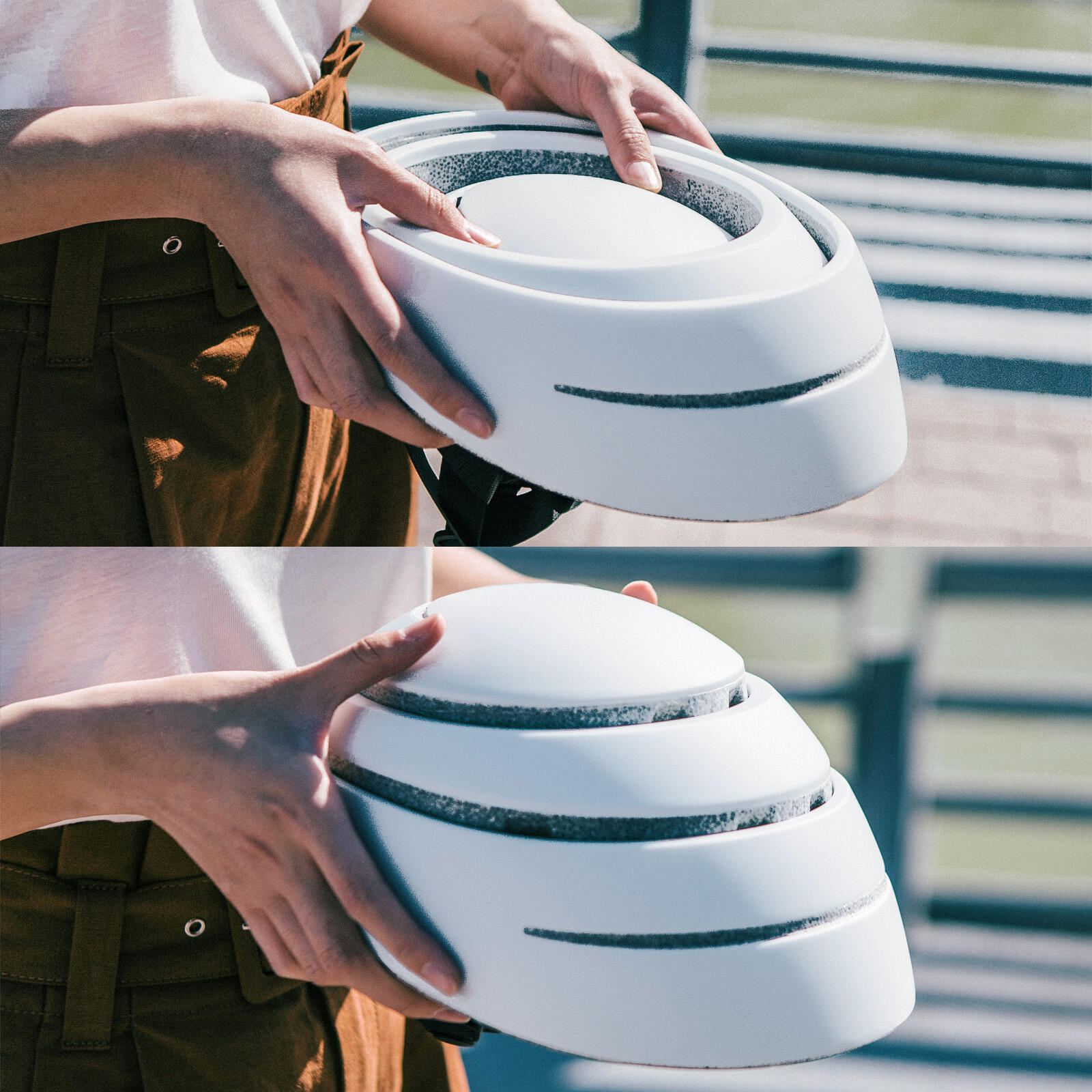 CLOSCA Casque De Vélo Pliable Adulte – Homologué Pour Vélo Et Trottinette – Avec Visière – Réduction Volume 55%, Léger (250-280g) – Tailles S à L - 2