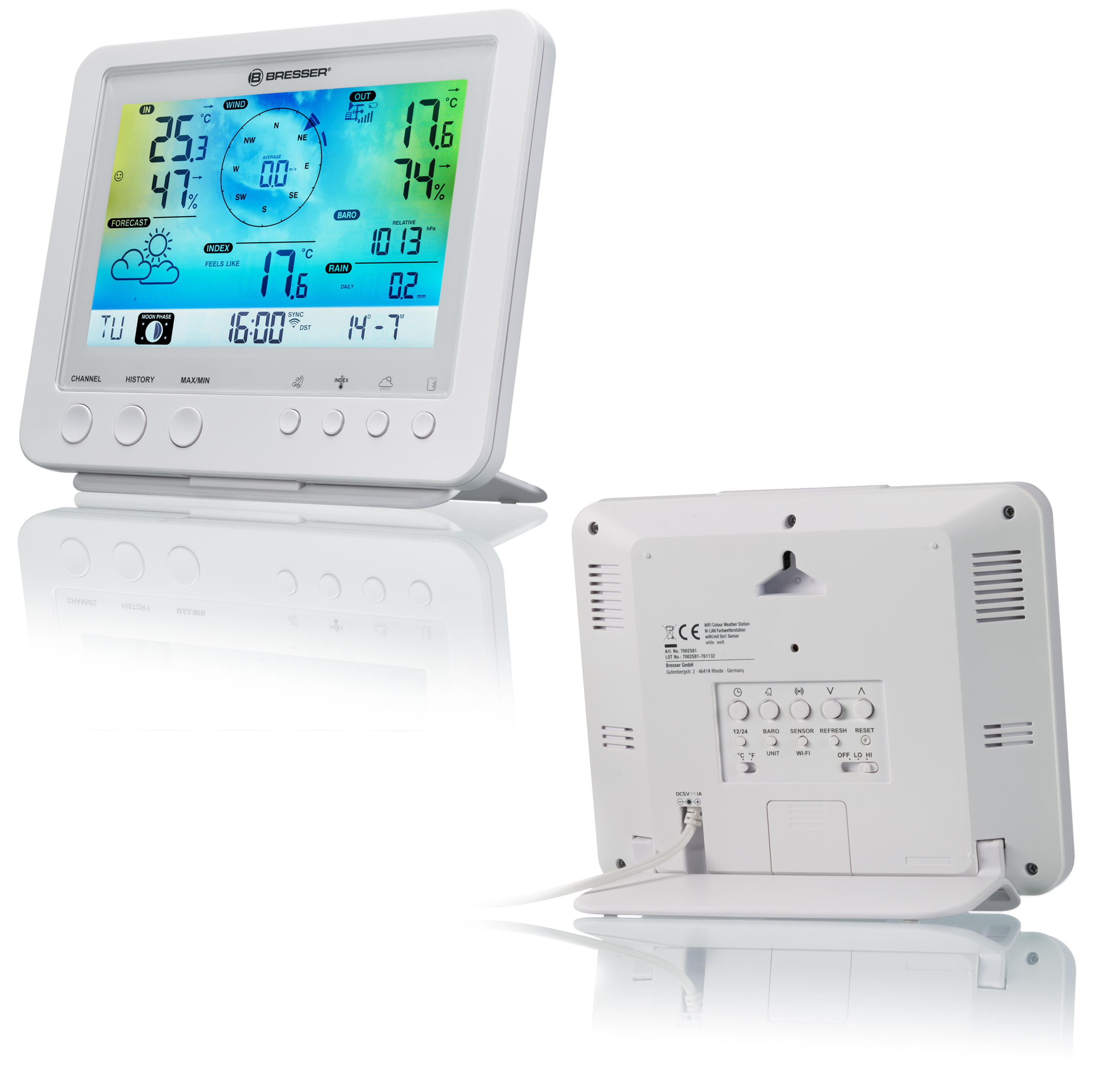 Station météo couleur WIFI BRESSER avec capteur extérieur 5-en-1 7/7