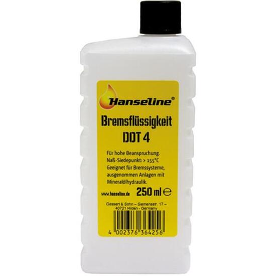Hanseline Bremsflüssigkeit DOT 4, Flasche 250ml