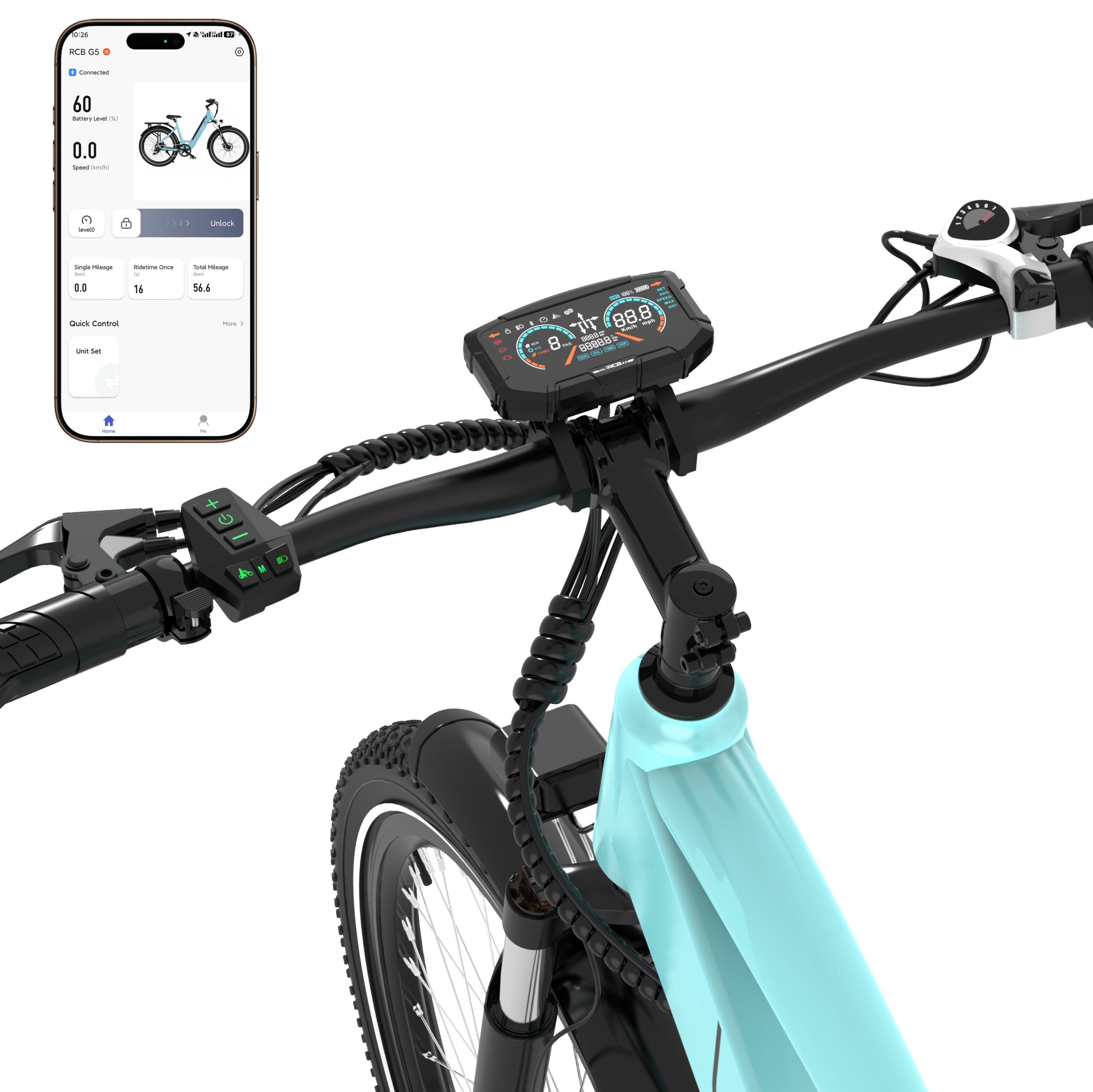 Electric City Bikes G5, E-bikes 27.5",APP&NFC,BLUE 2/8