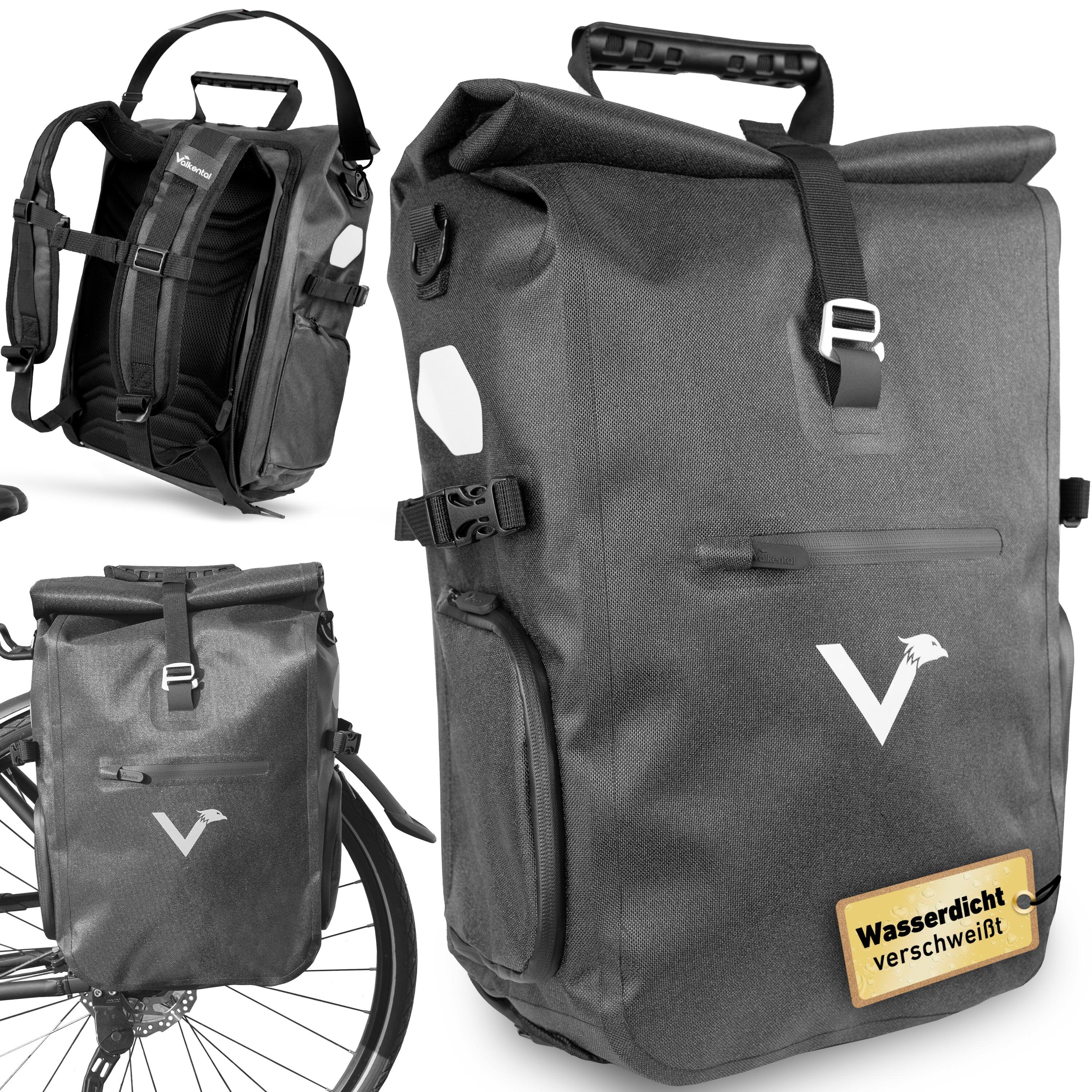 VALKENTAL Fahrradtasche Gepäckträgertasche mit Rucksack Funktion wasserdicht 23L - ValkPro