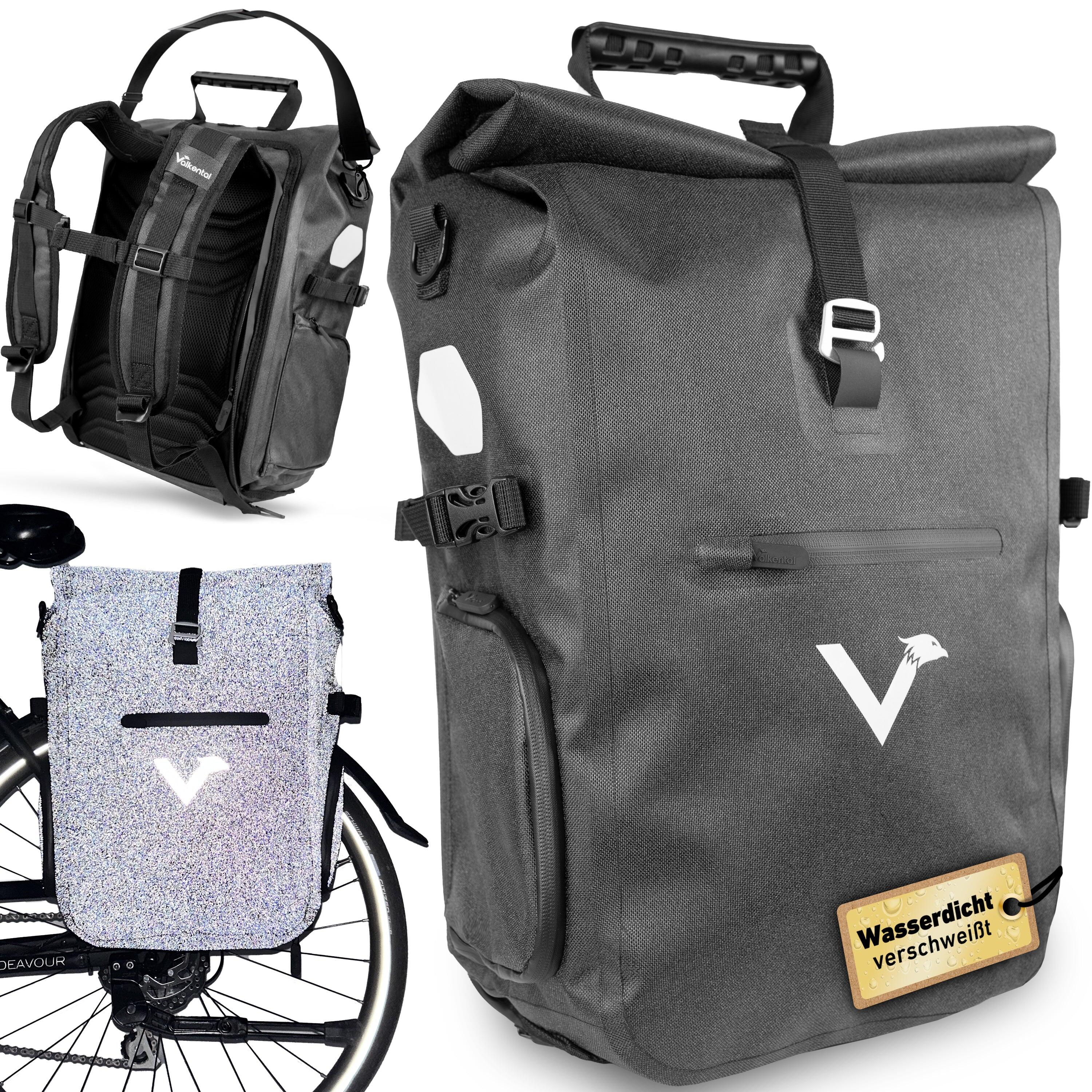VALKENTAL Fahrradtasche Gepäckträgertasche mit Rucksack Funktion wasserdicht 23L - ValkPro