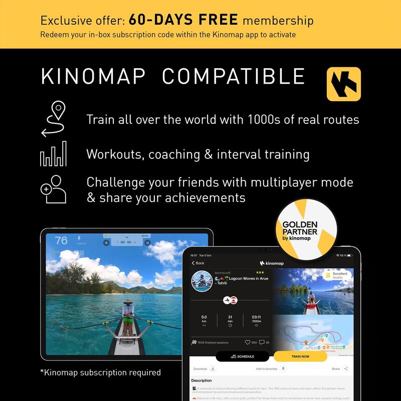 Rameur One R-21x (Bluetooth) - Kinomap - LCD - 16 niveaux de résistance