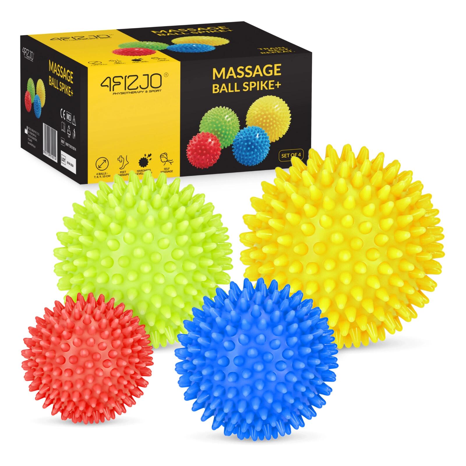4FIZJO Sada masážních míčků s výstupky SPIKE+, 4 ks