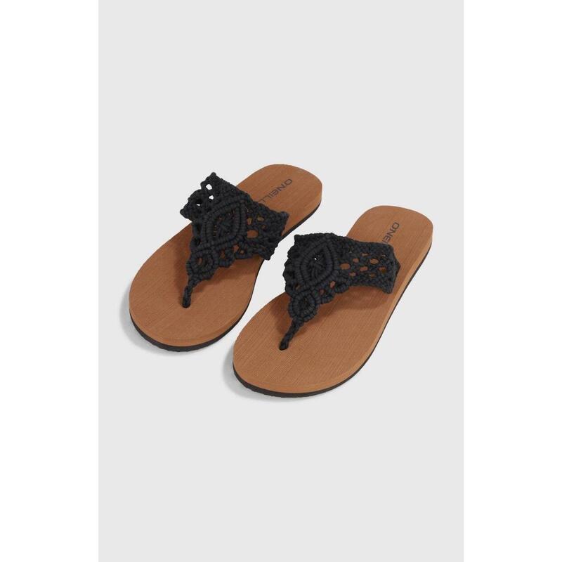 Papuci flip flop Ditsy Crochet Sandals - negru femei