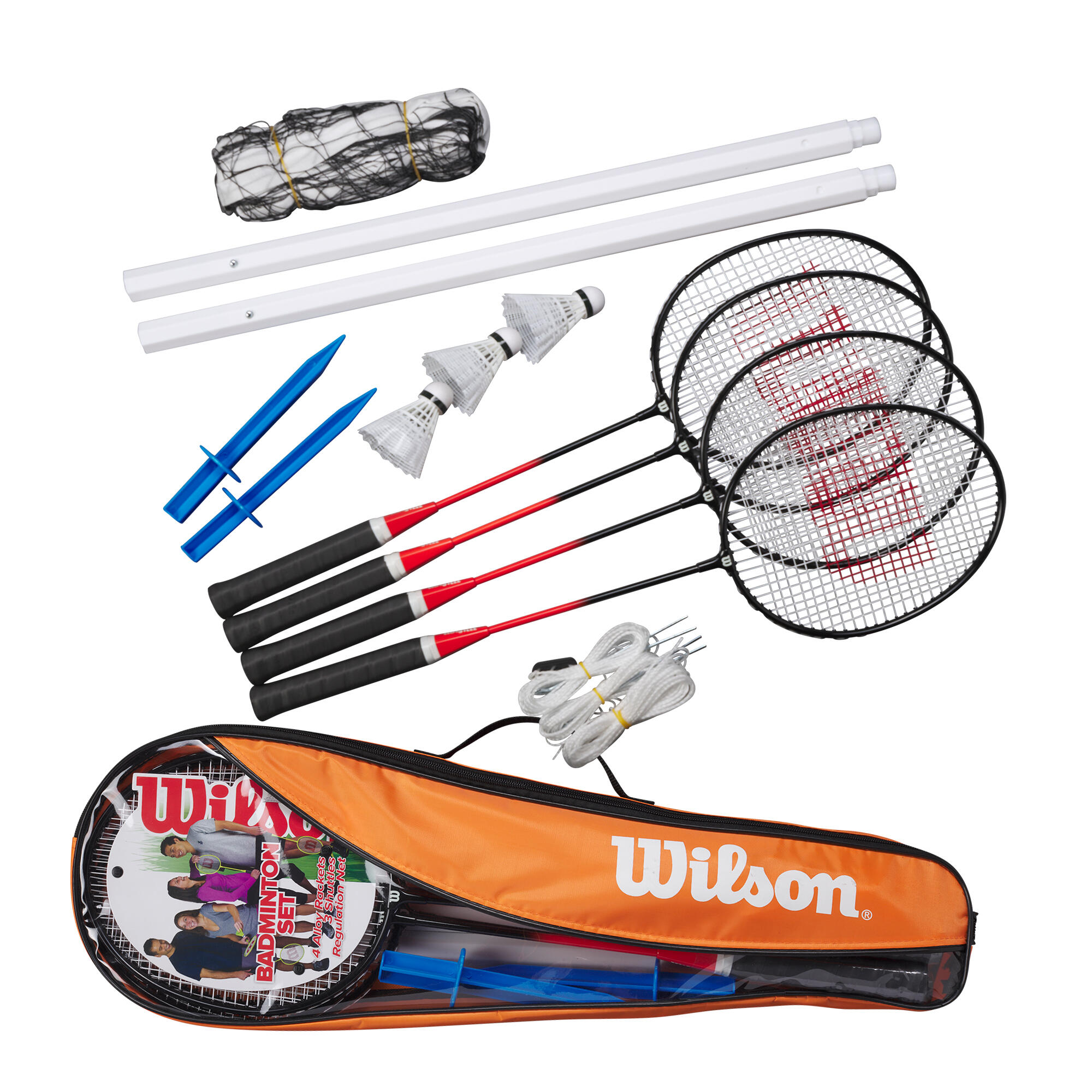 WILSON Wilson Tour 4 Racket Badminton Set With Net, Post & Shuttles