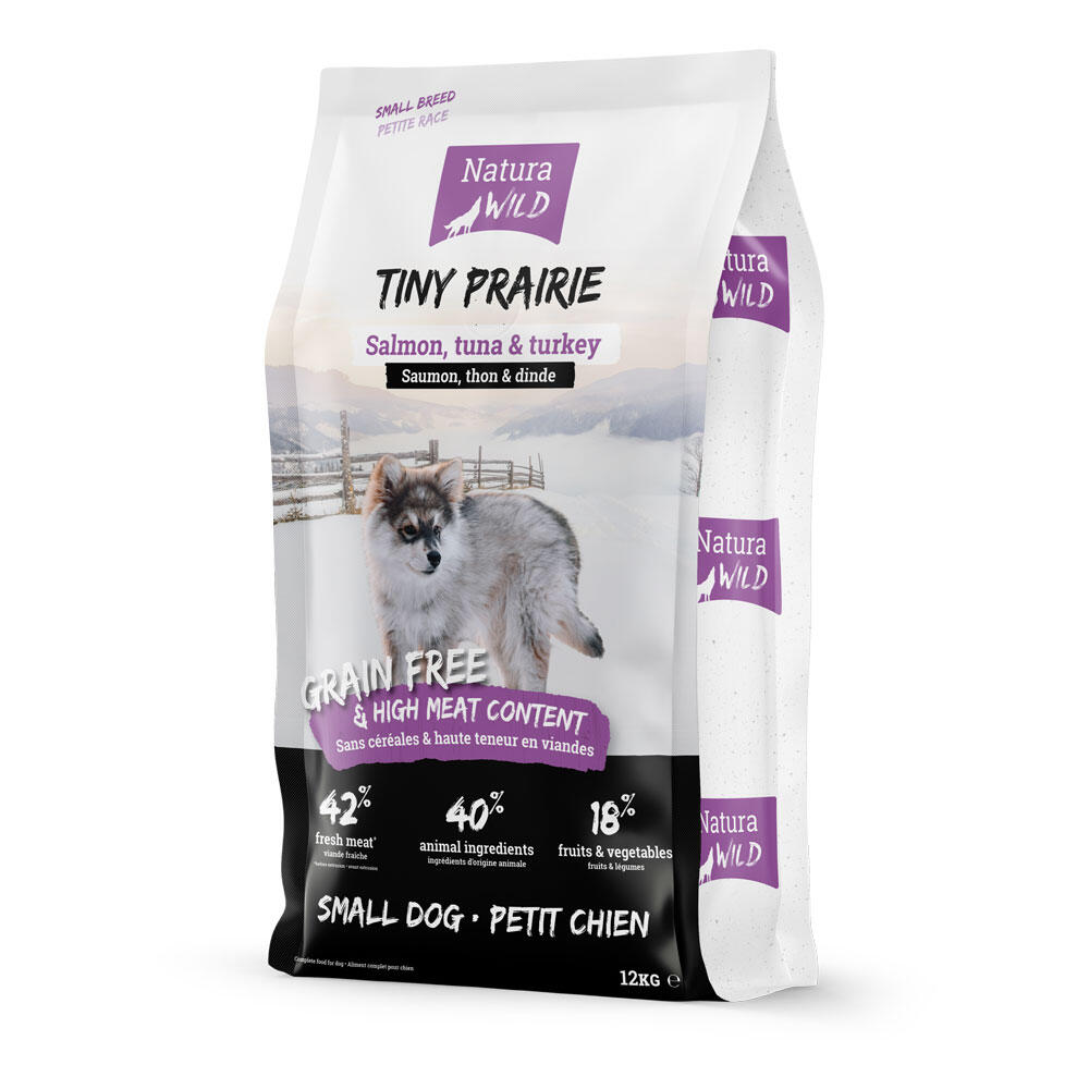 Croquettes Sans Céréales Saumon Petit Chien – Natura Wild Tiny Prairie 12kg 1/1