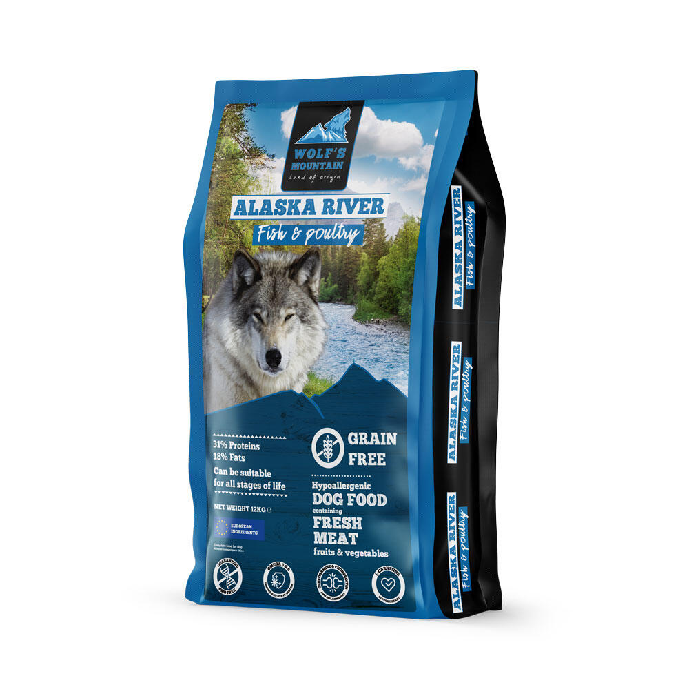 Wolf's Mountain - Croquettes Chien Adulte Saumon – Wolf's Mountain Alaska River 12kg - Croquette - 12 Kg - Decathlon