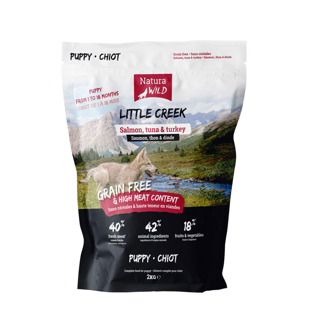 Croquettes Sans Céréales Saumon Chiot – Natura Wild Little Creek 2kg 1/1