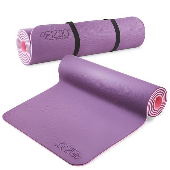Yogamatte TPE 6mm Rutschfest Fitnessmatte 180x60 Violett Rosa 4FIZJO
