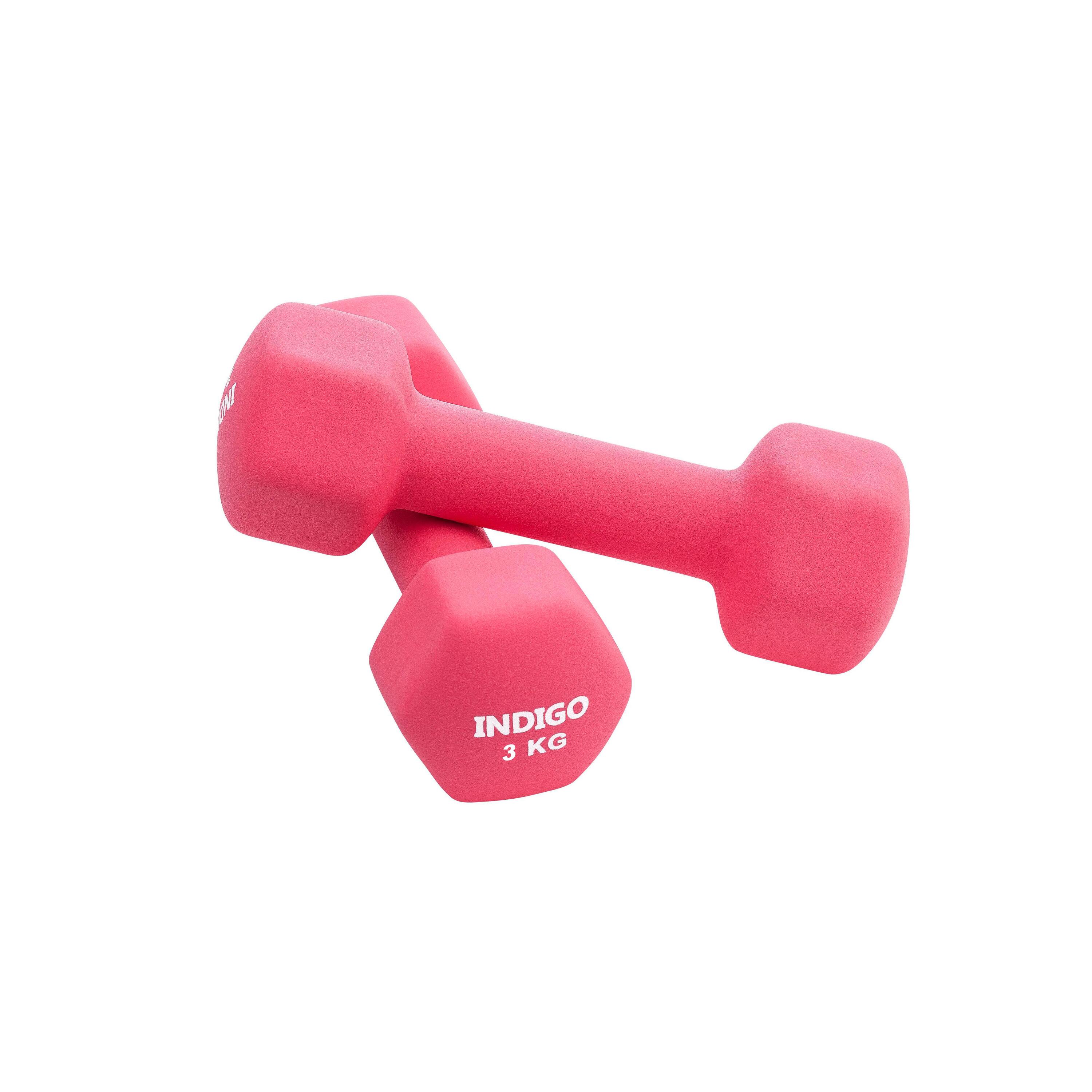 INDIGO SPORTS Mancuernas Hexagonales de Neopreno INDIGO Rosa 3 kg