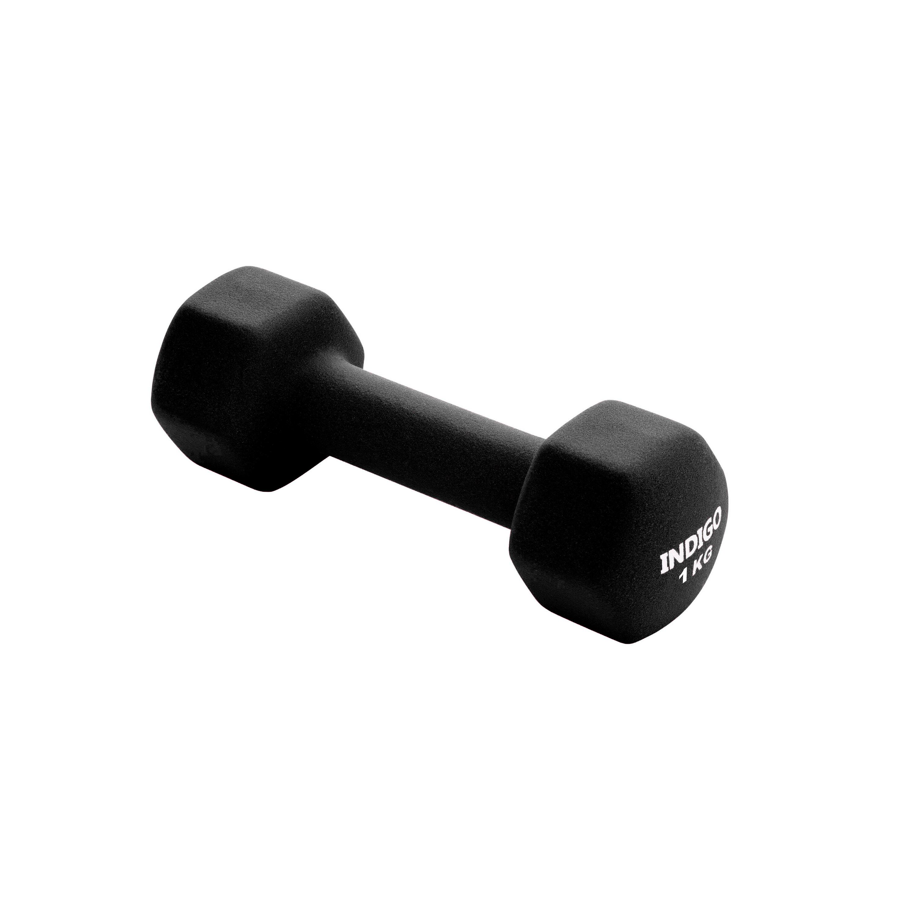 Paire d'Haltères Hexagonaux Fitness en Néoprène INDIGO Noir 1 kg 2/3