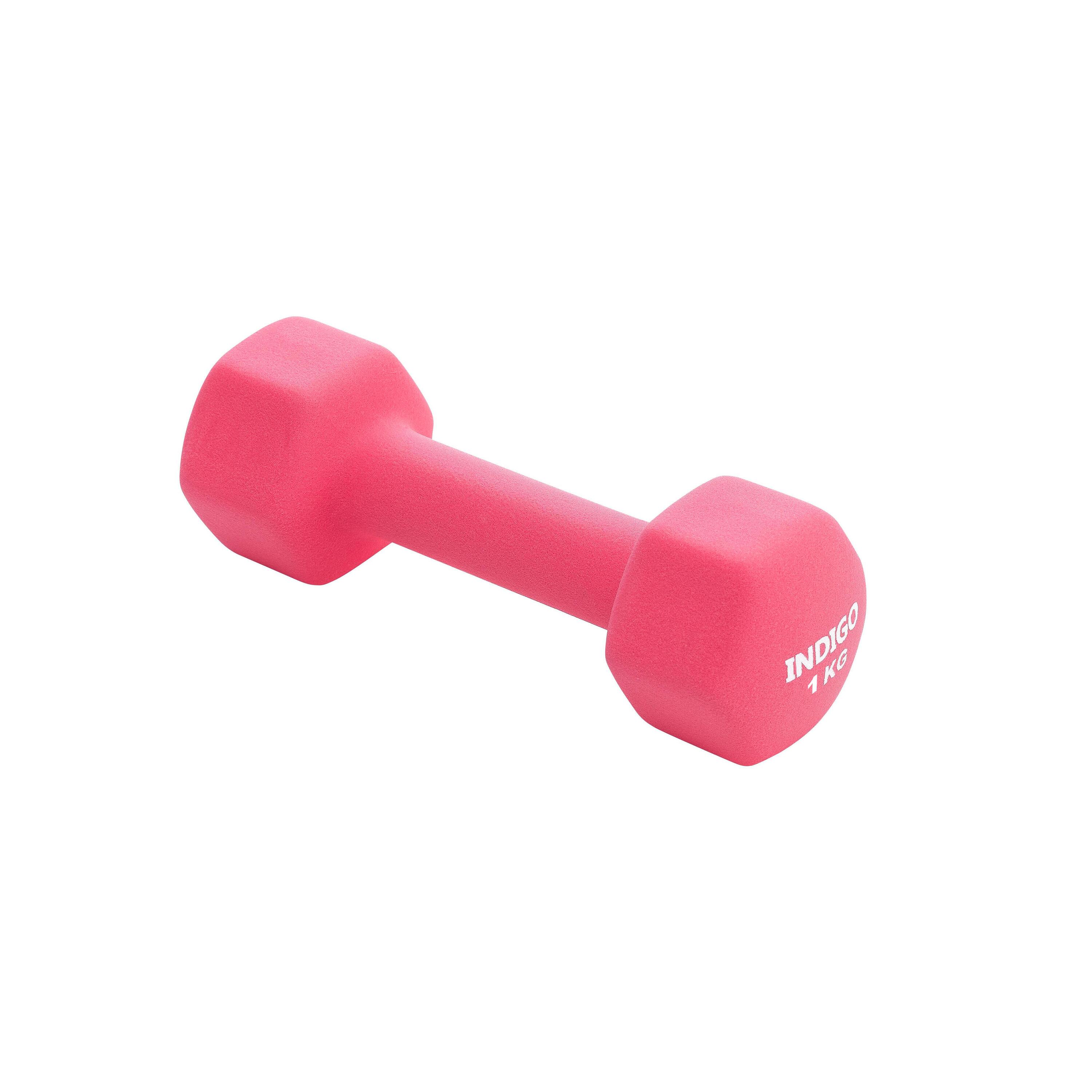 Paire d'Haltères Hexagonaux Fitness en Néoprène INDIGO Rose 1 kg 2/3