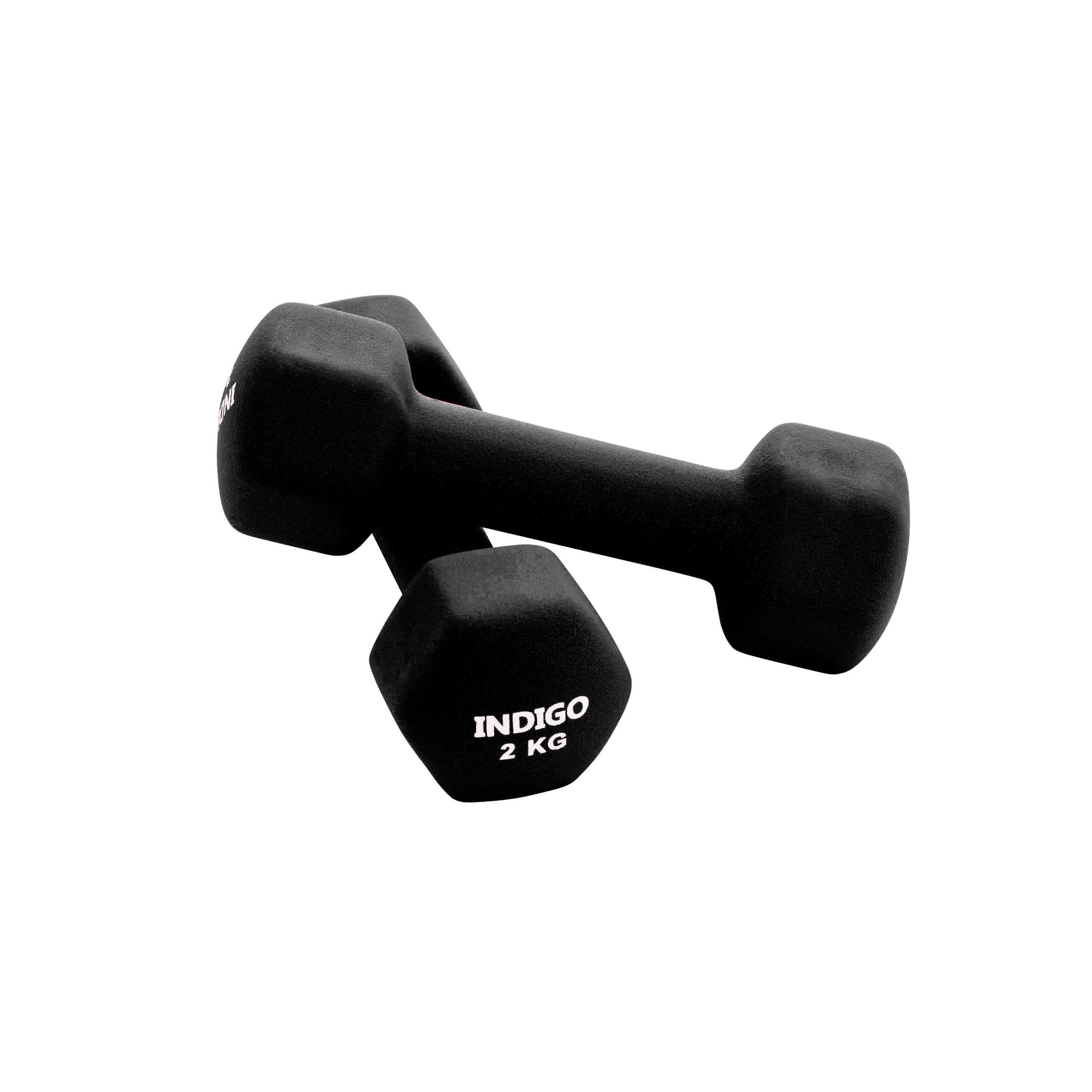 INDIGO SPORTS Mancuernas Hexagonales de Neopreno INDIGO Negro 2 kg