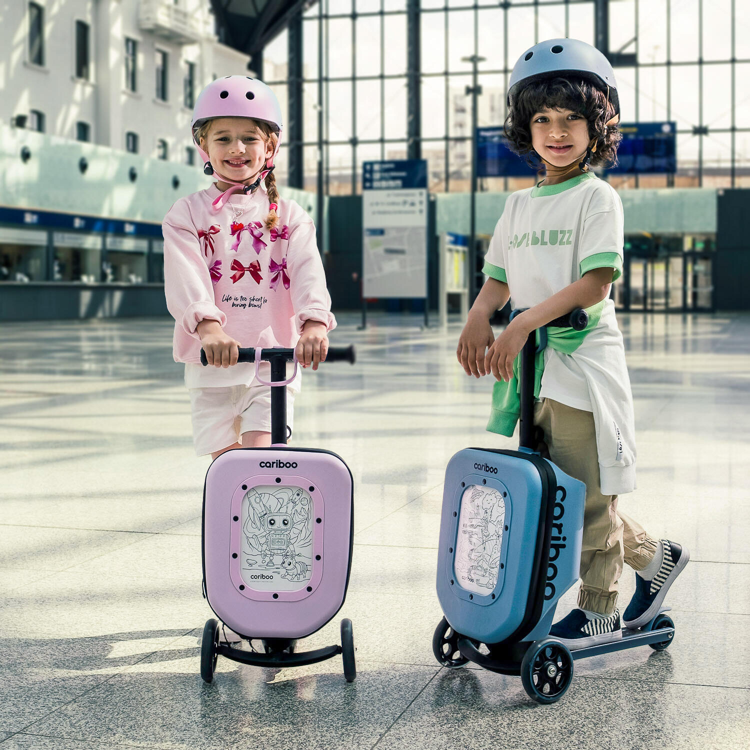Trotinete de três rodas com mala Cariboo iTravel (azul) -4969 2/8
