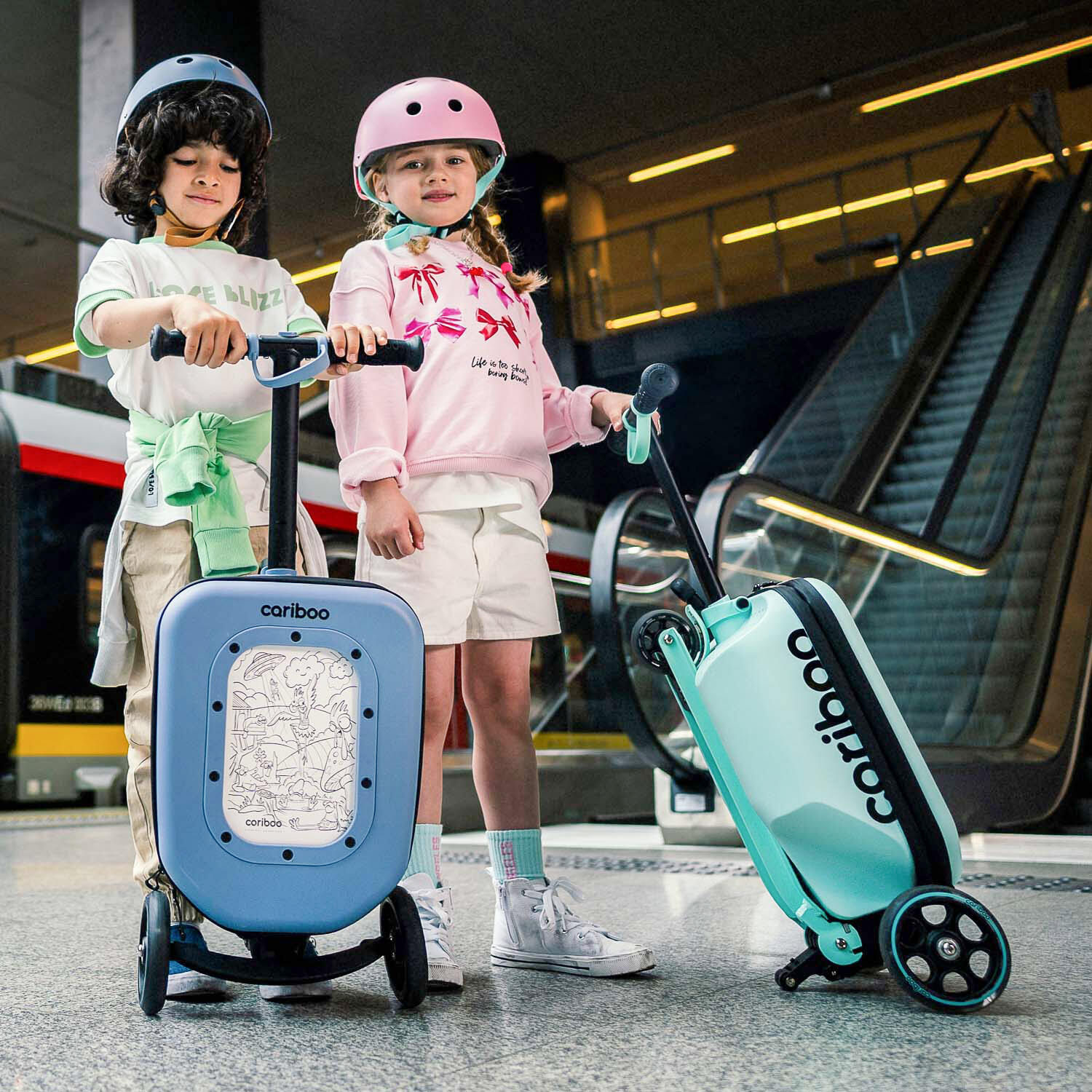 Monopattino a tre ruote con valigia Cariboo iTravel (menta) 4976