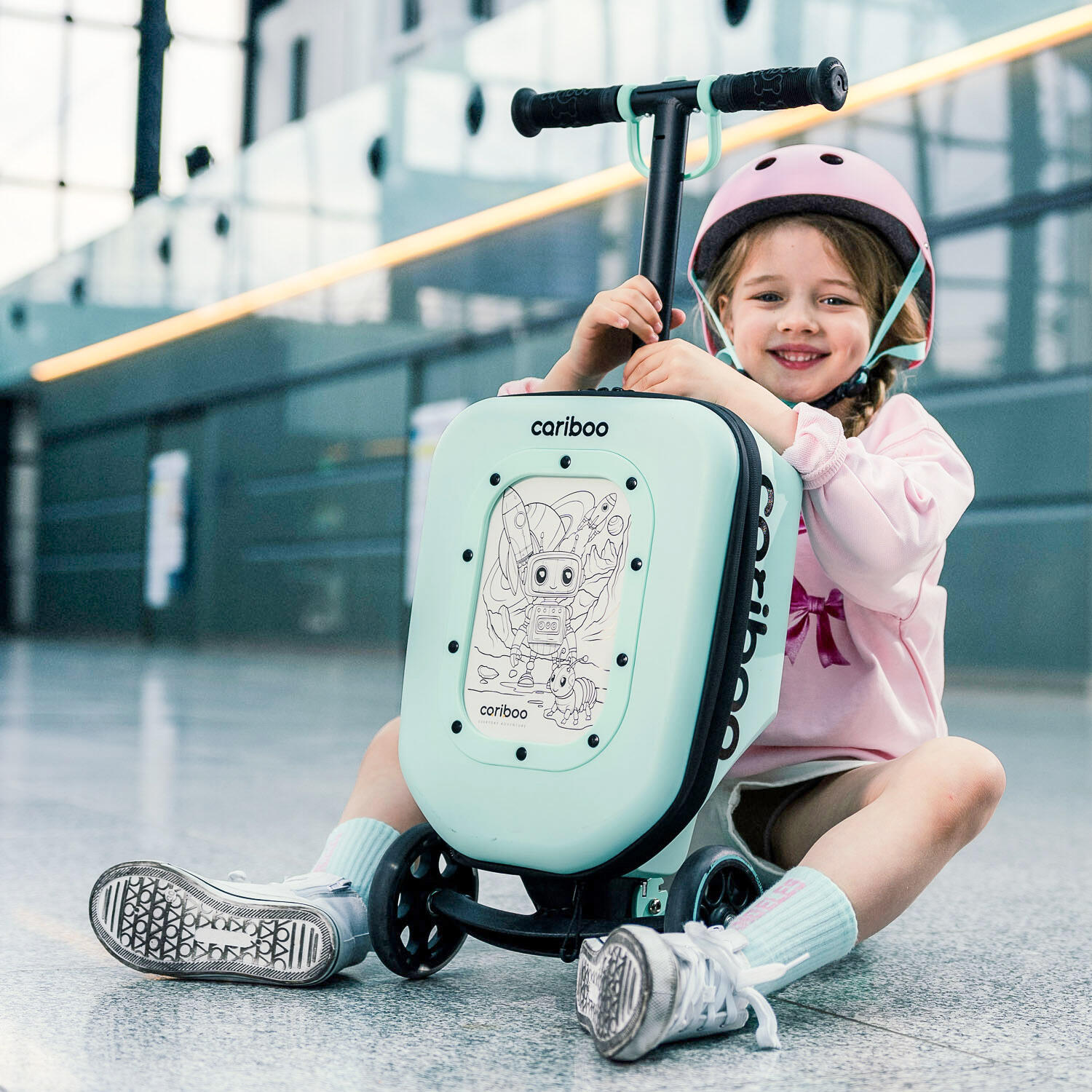 Trotinete de três rodas com mala Cariboo iTravel (menta) -4976 2/8
