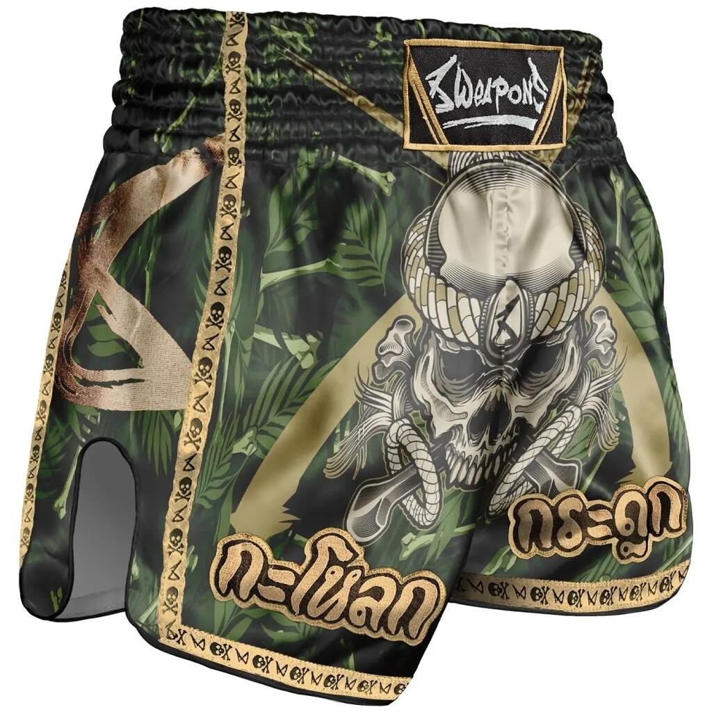 Muay Thai Shorts 8 WEAPONS Bone Island, elastic waistband, wide cut