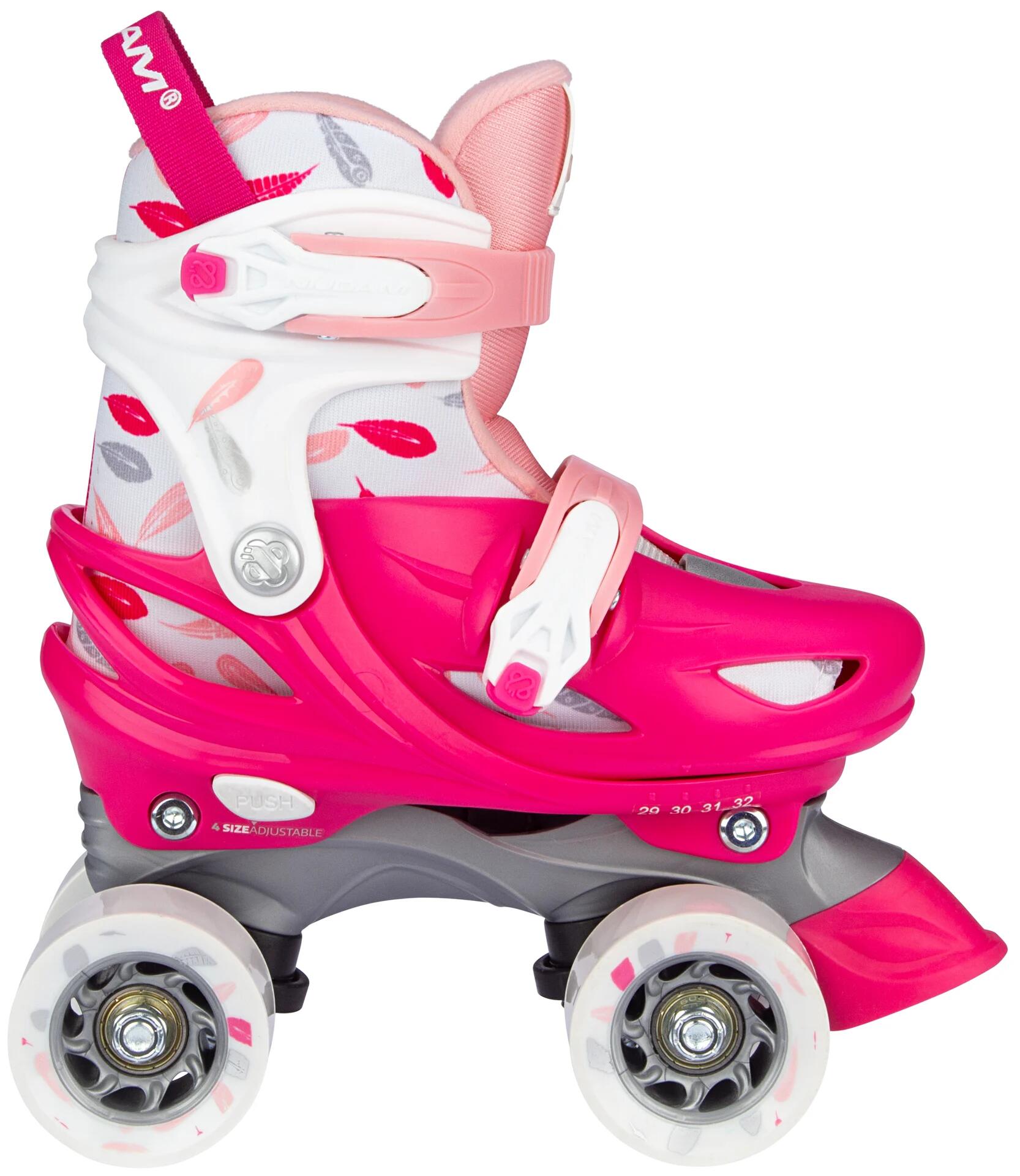 Role quad reglabile Nijdam Feather Drops, fucsia/roz — mărimea 29–32